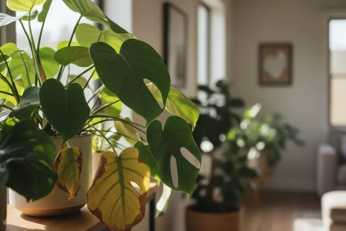 Lower leaves yellowing from natural aging