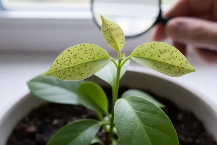 Tiny brown specks on young leaves new growth