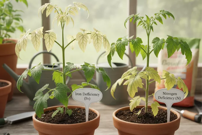 New leaves yellowing iron versus nitrogen deficiency
