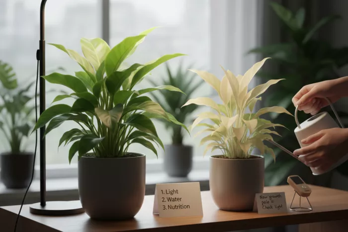 New leaves turning yellow light watering nutrition issues