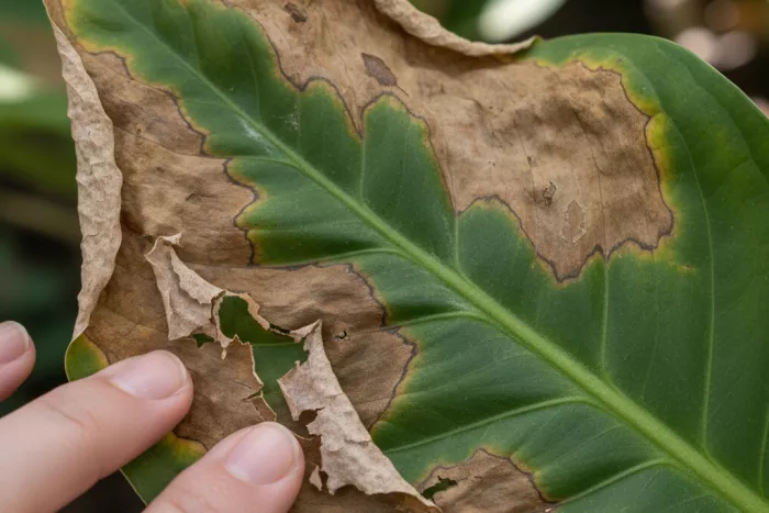 Large brown leaf patches from tissue death