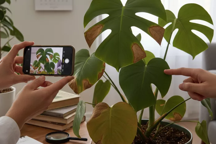 Diagnosing large brown leaf patches causes