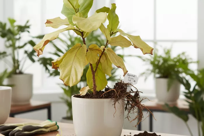 Yellow leaves after repotting transplant shock