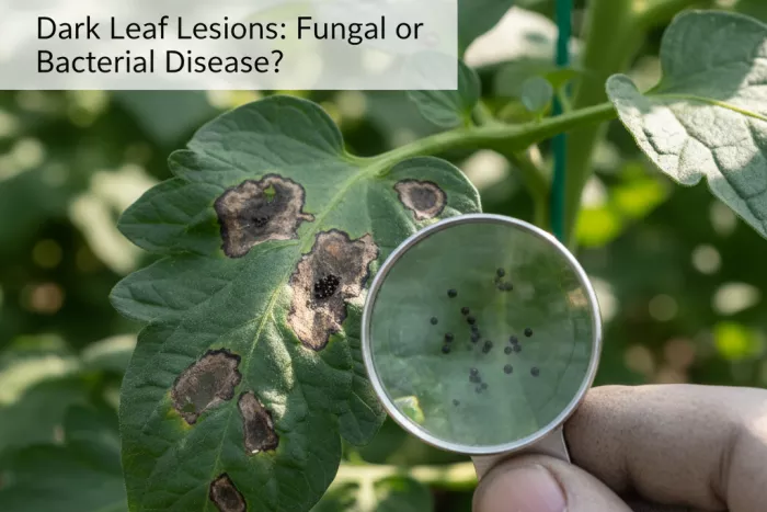 Dark leaf lesions fungal versus bacterial diagnosis