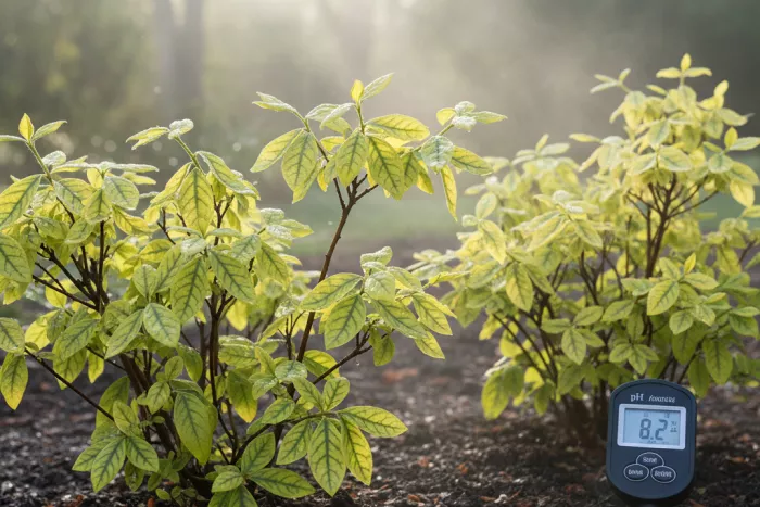 Chlorosis yellow leaves with green veins