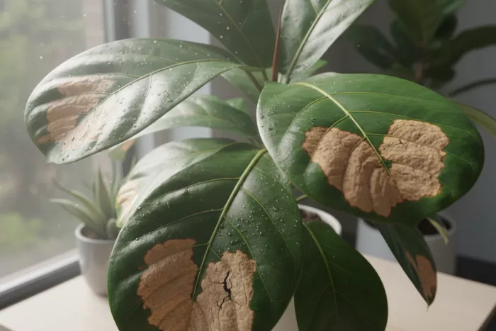 Dry brown leaf center patches cause and care