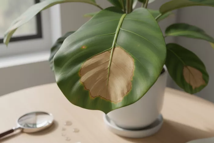 Dry brown leaf center spots tissue damage
