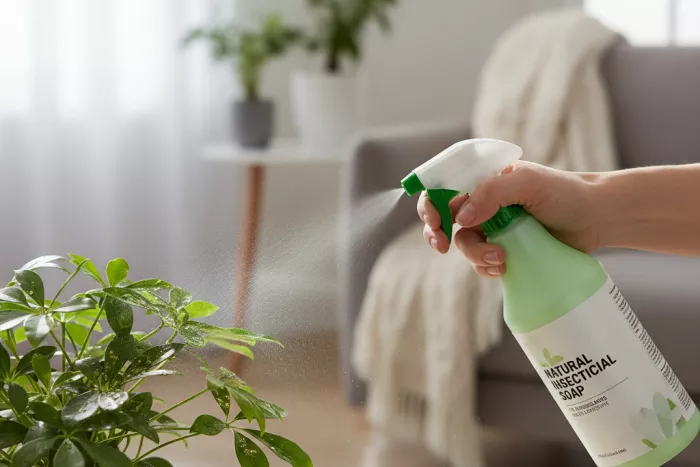 Indoor aphid control with insecticidal soap