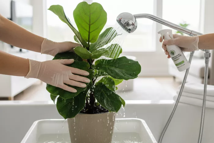 Spider mite infestation treatment for indoor plants