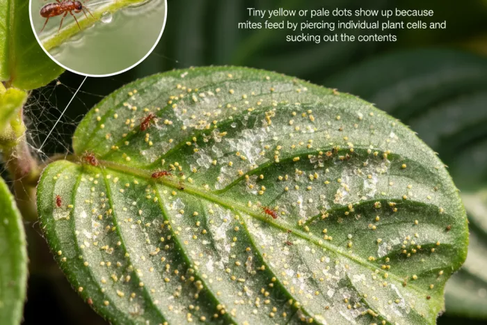 Mite damage causing yellow speckled leaves