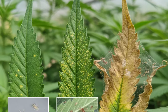 Early spider mite stippling yellow leaf speckles