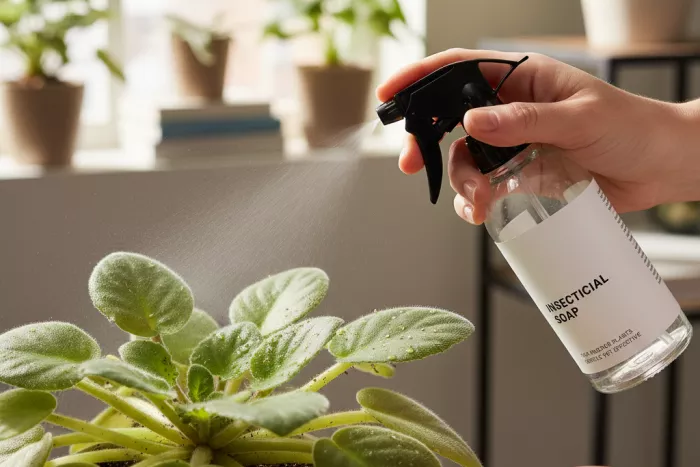 Indoor plant aphid control with safe contact sprays