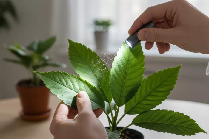Early spider mite detection under leaf inspection