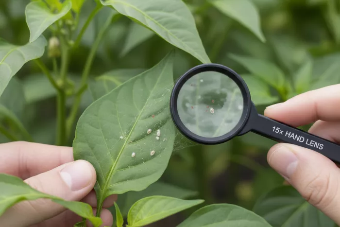 Spider mite early detection under leaf veins