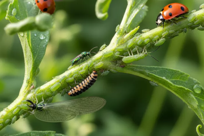 Beneficial insects controlling outdoor aphids