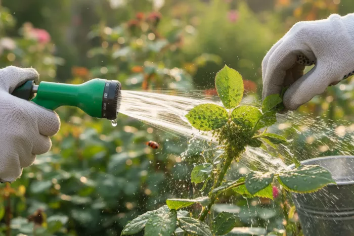 Safe aphid control for outdoor garden plants