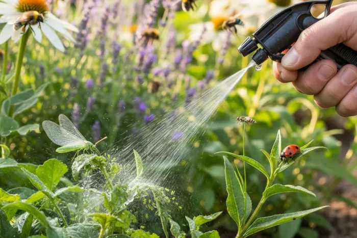 Safe outdoor aphid treatment protecting beneficial insects