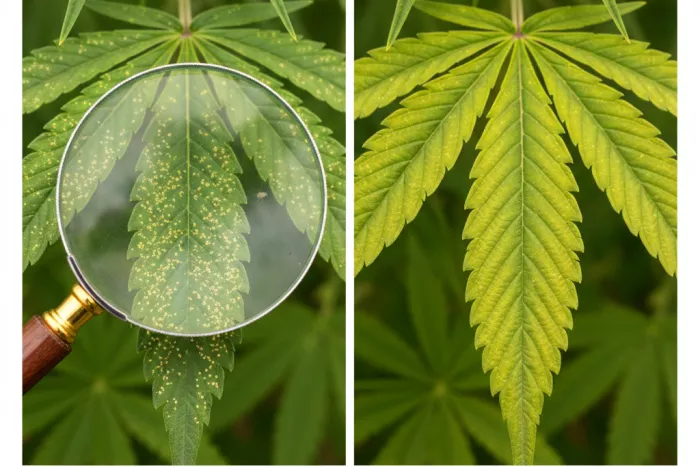 Spider mite damage vs nutrient deficiency diagnosis
