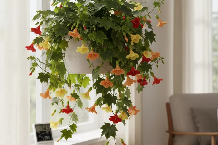 Bright indirect light for Abutilon blooming