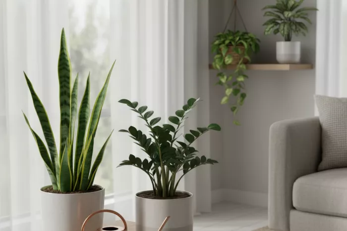 Low-light easy-care houseplants for indoor rooms