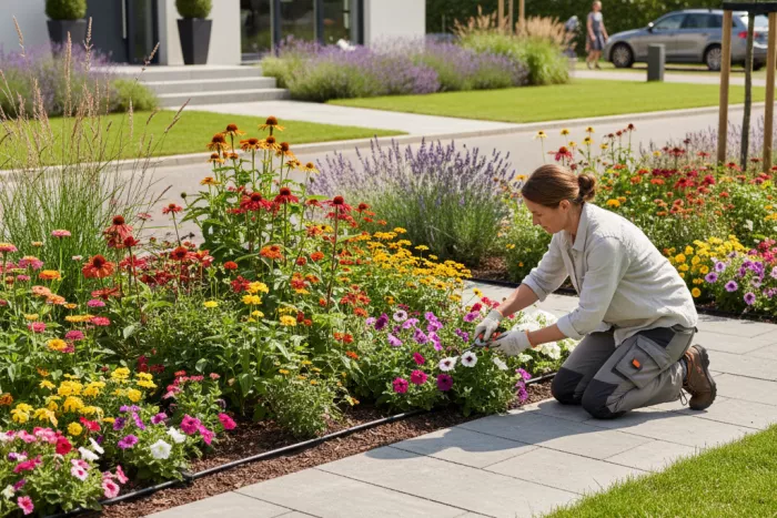Full sun front yard plants maintenance planning
