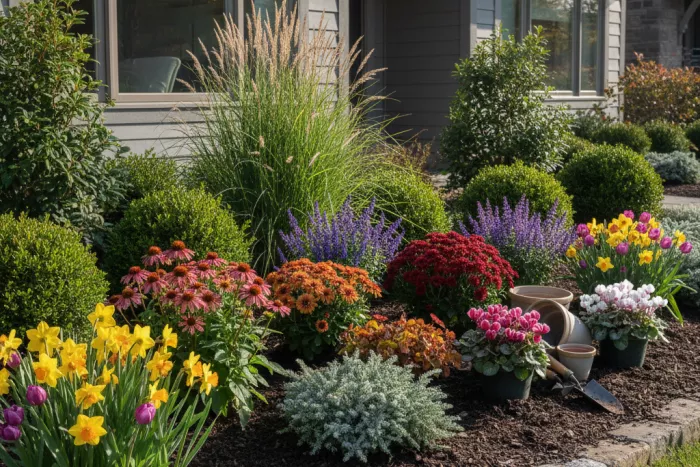 Seasonal full sun front yard plant rotation