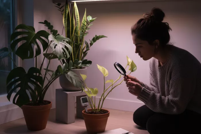 Low-light indoor plant health monitoring tips