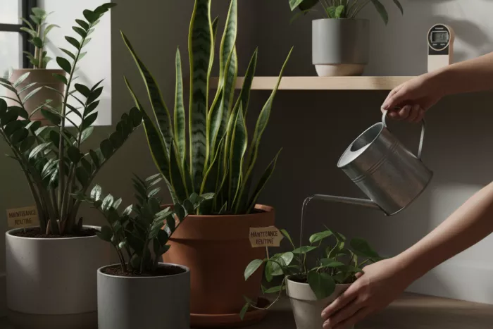 Hardy low-light indoor plants care routine