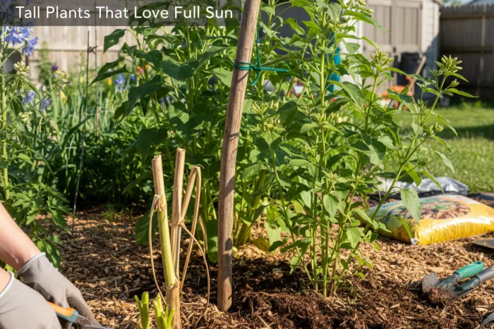 Seasonal care for tall full-sun plants