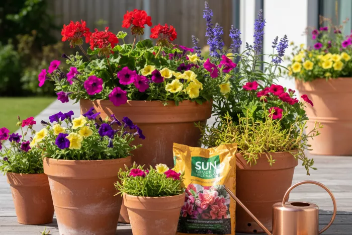 Full sun container plants for small gardens