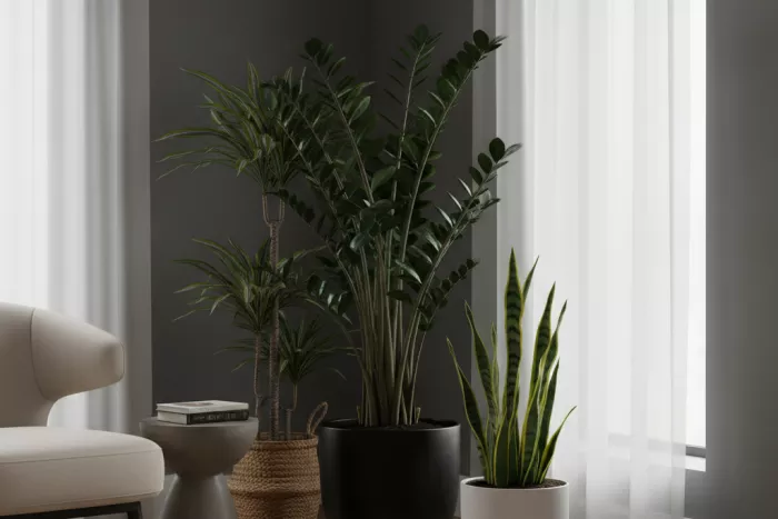 Tall upright low-light corner plants