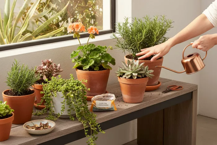 Low-maintenance sun-loving plants care routine