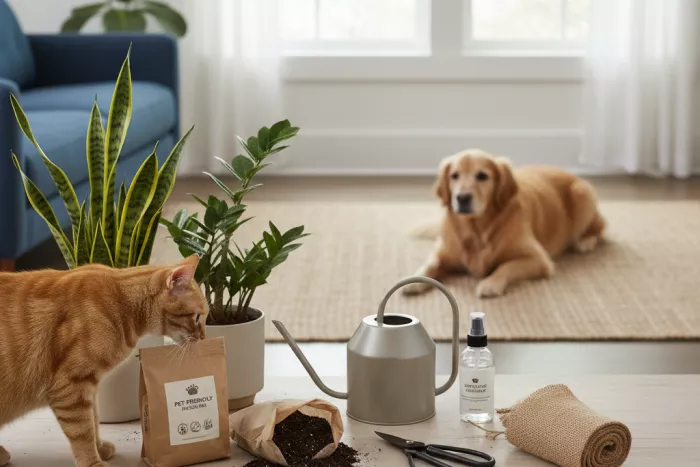 Pet-safe low-light houseplant care supplies
