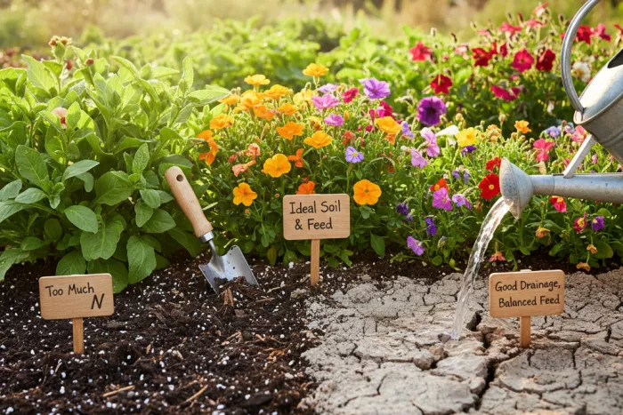 Soil and feeding for summer-blooming full sun plants
