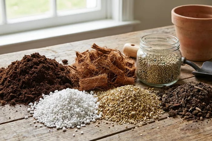 Potting soil ingredients for well-draining container mix