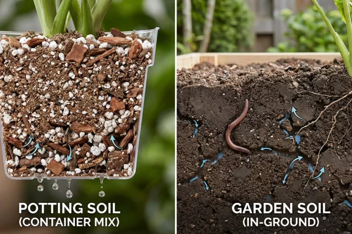 Potting soil drainage and aeration comparison
