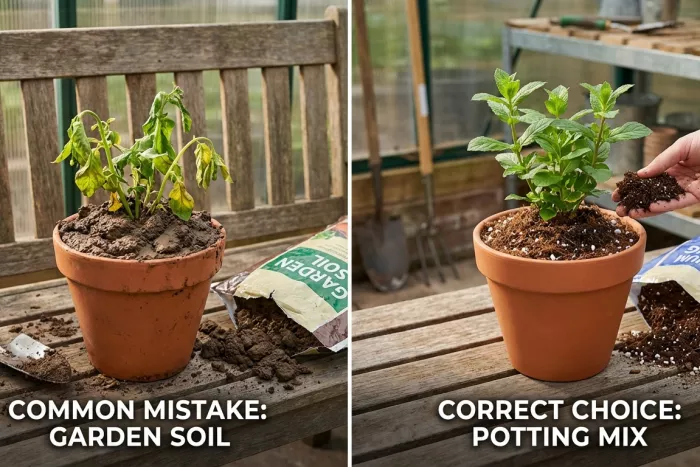 Potting soil vs garden soil comparison