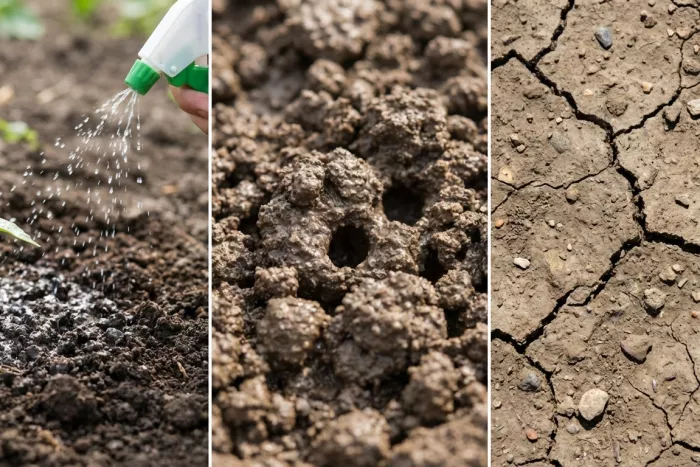 Watering effects on soil structure aggregates