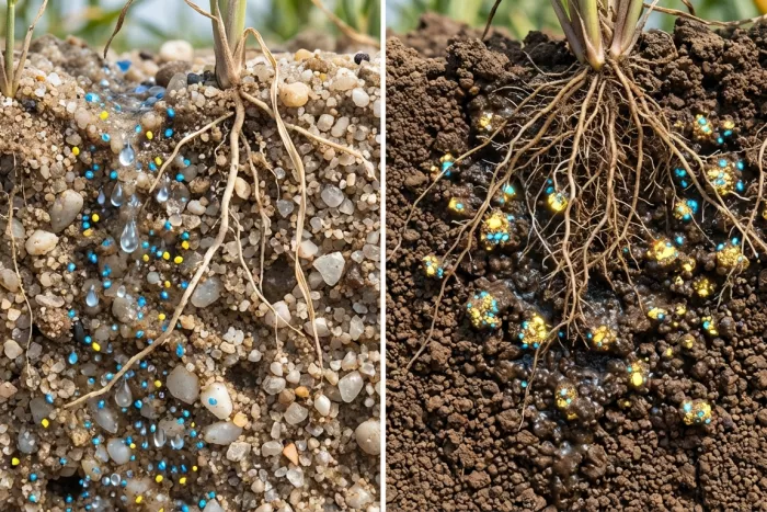 Soil texture effects on root nutrient uptake