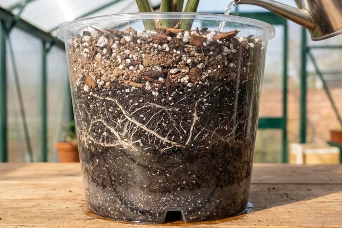 Soil layer stratification in plant containers