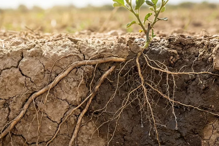 Plant roots adapting to soil conditions