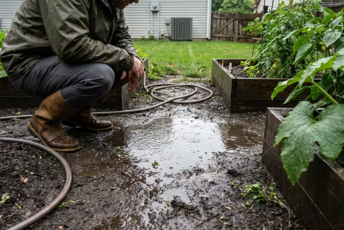 Home soil drainage test for garden beds