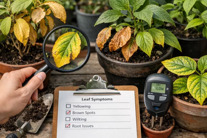 yellow leaf diagnosis symptoms