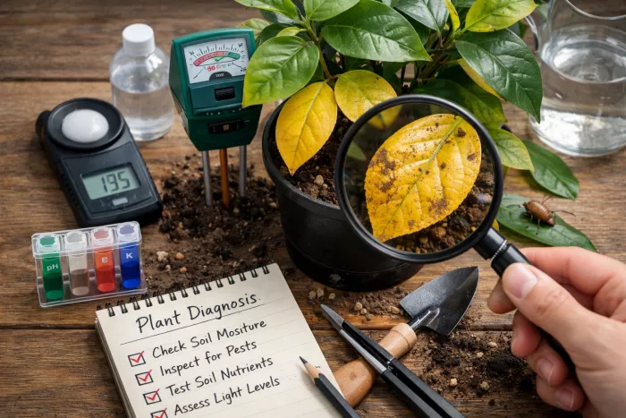yellow leaf diagnosis steps