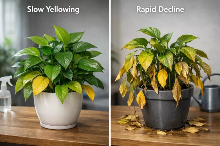 plant yellowing signs of rapid decline