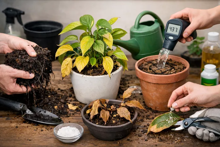 Emergency yellow leaf plant stabilization