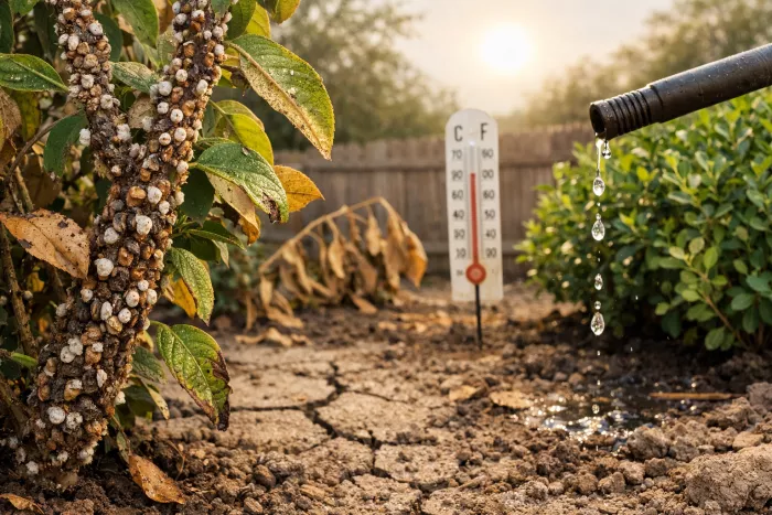 scale insect infestation on outdoor plants