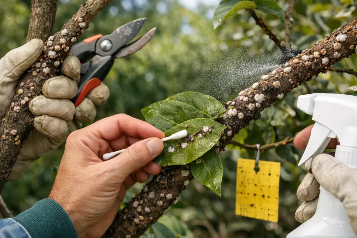 scale insect removal on outdoor plants