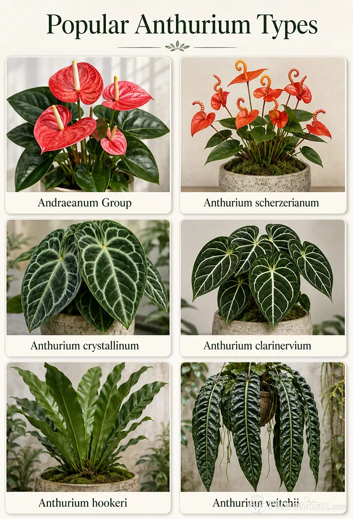 Popular Anthurium types comparison chart