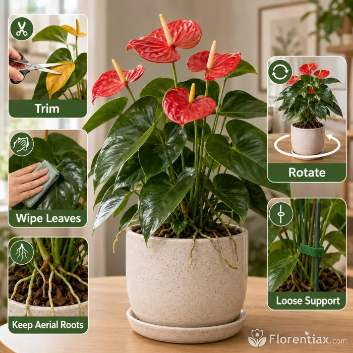 Anthurium routine care and cleaning tips